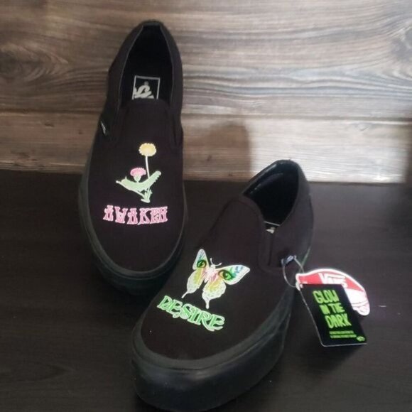 New Vans Class Slip On‎ Morph Butterfly Black Platform Sneakers Glow in the Dark - Picture 1 of 11